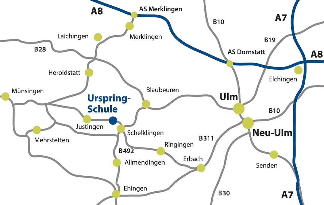 Anfahrtsskizze nach Urspring